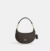 Coach Signature Canvas & Leather Mini Payton Hobo Gold /Brown Black NWT
